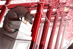 Esprit renard dans un temple japonais